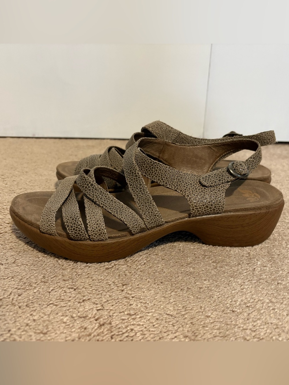 Dansko Taupe Strappy Wedge Sandal
